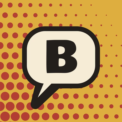 The Benday app icon: a speech bubble with a B on a halftone background